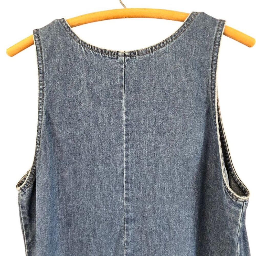 Lands End Womens Regular 12 Blue Denim Tank Dress Tencel Cotton Blend Sleeveless - Picture 4 of 7